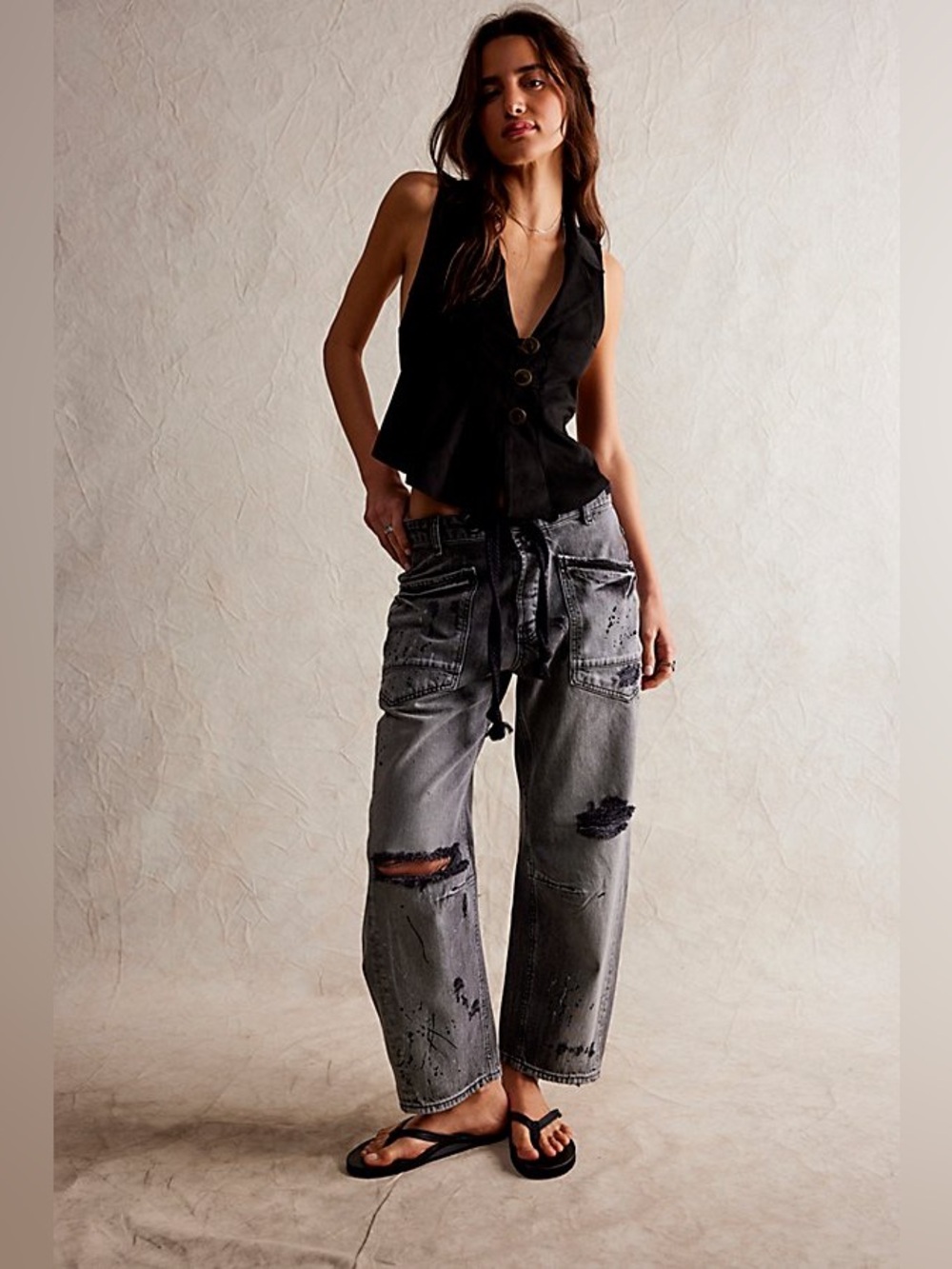 We The Free Moxie Pull On Barrel Jeans~ Dutton Graphite
